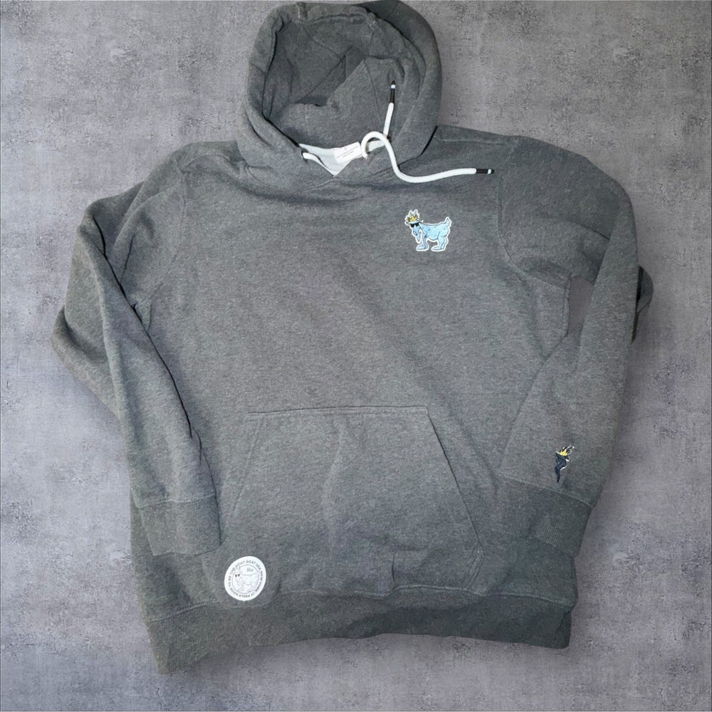 Goat USA Mens Pullover Hoodie Charcoal Grey Embroidered Logo Sweatshirt Size S